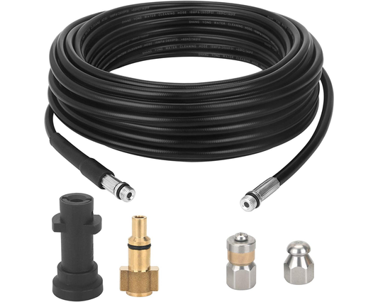 20M High Pressure Washer Hose Pipe Sewer Drain Cleaning Cleaner Kit
