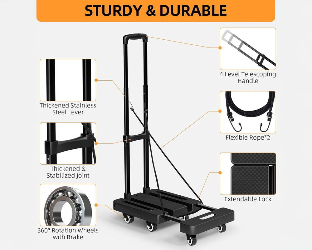 Folding Trolley Cart Push Luggage Cart