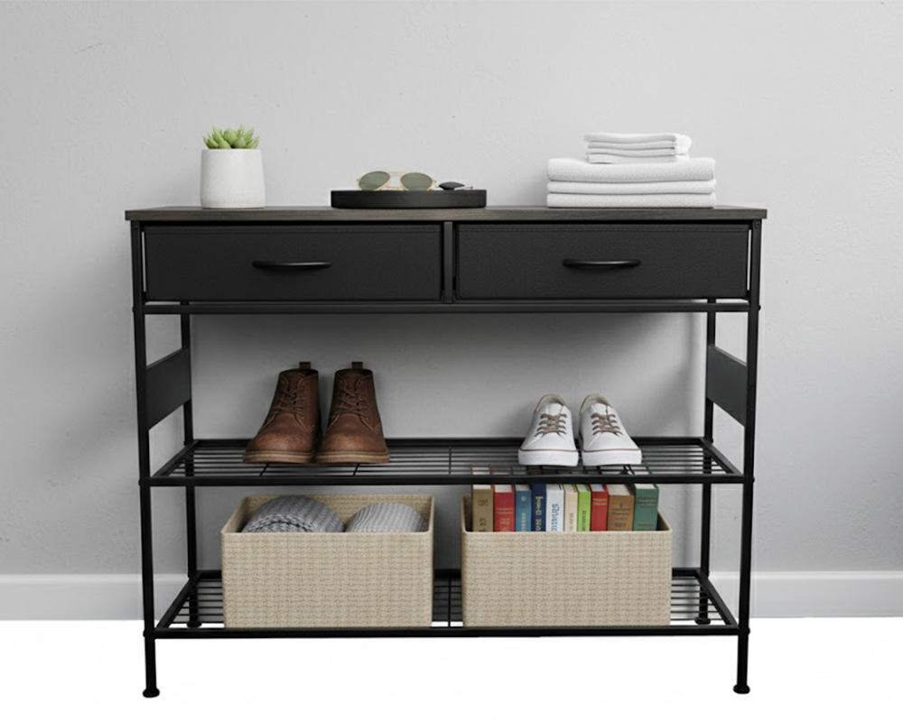 Console Table with 2 Drawers – Industrial Entryway Storage Table