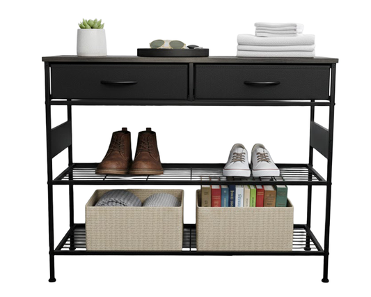 Console Table with 2 Drawers – Industrial Entryway Storage Table