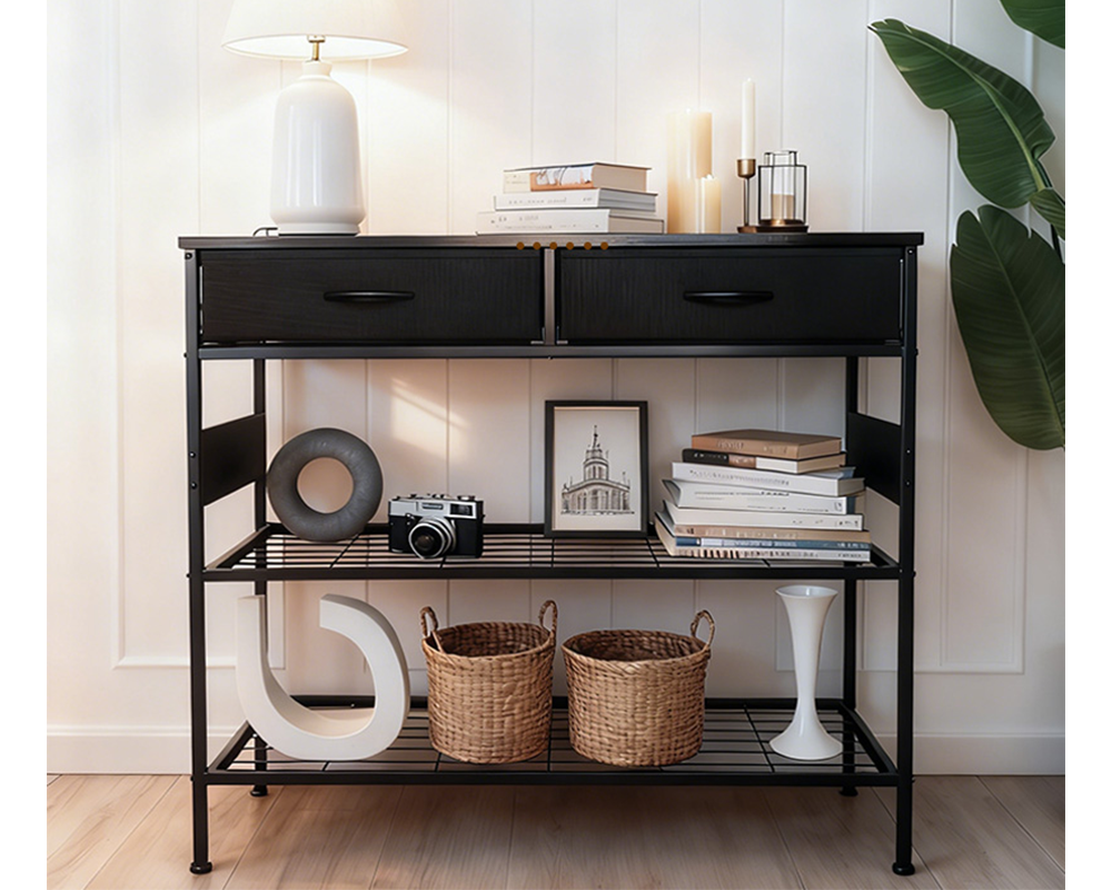 Console Table with 2 Drawers – Industrial Entryway Storage Table