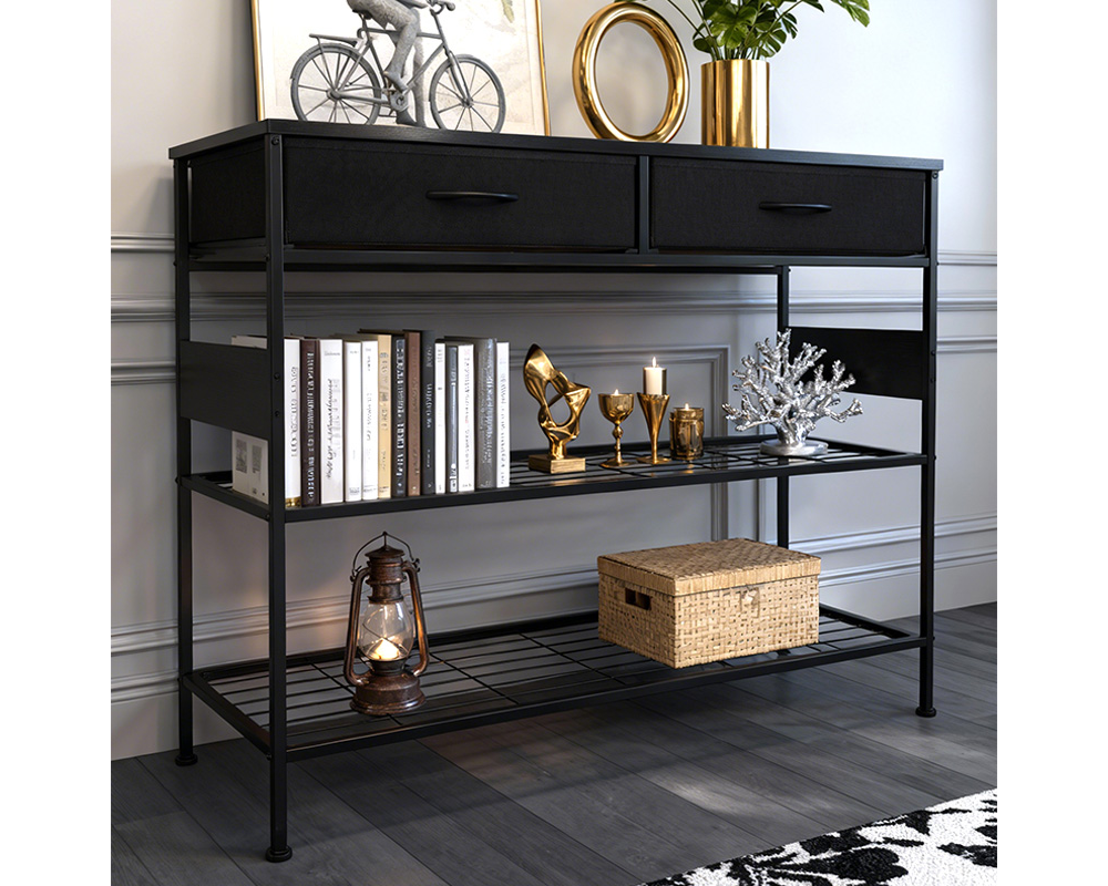 Console Table with 2 Drawers – Industrial Entryway Storage Table