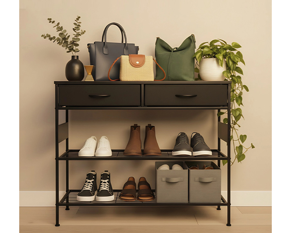 Console Table with 2 Drawers – Industrial Entryway Storage Table