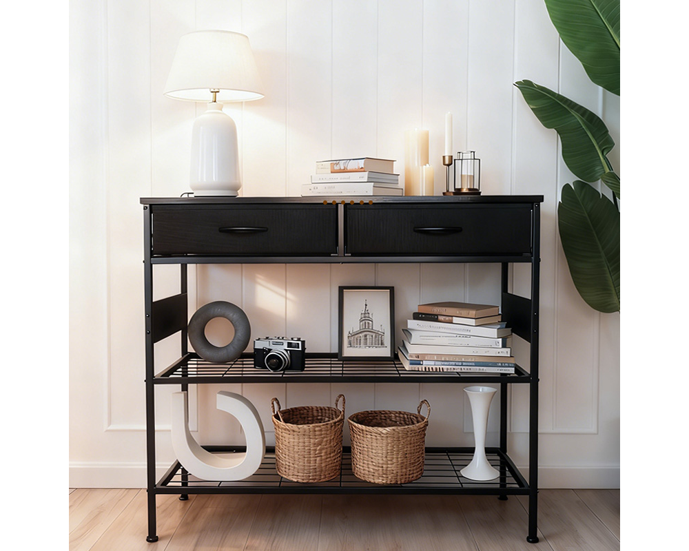 Console Table with 2 Drawers – Industrial Entryway Storage Table