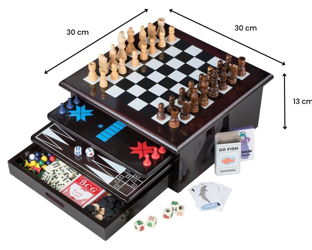 10 In Chess Board Games Slide Out Checkers House Unit Set Contemporary Chess