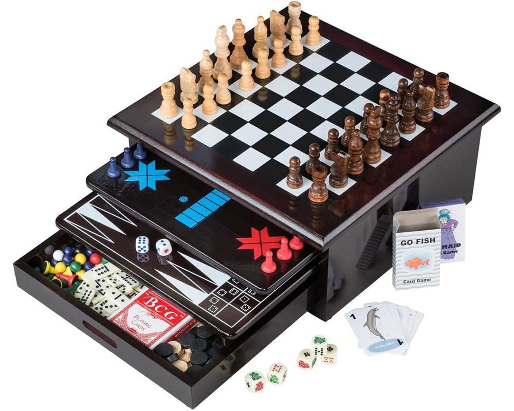 10 In Chess Board Games Slide Out Checkers House Unit Set Contemporary Chess
