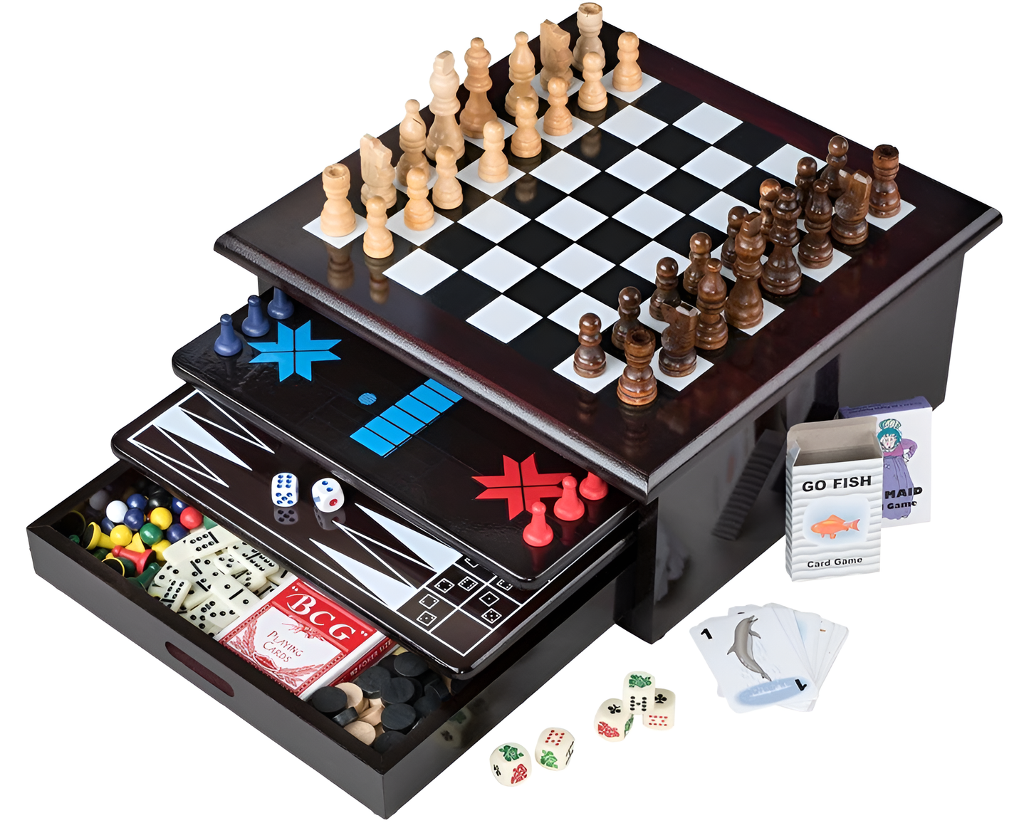 Family Game Box - Chess, Cards and More