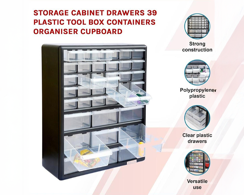 30+9 Compartment Storage Cabinet Adjustable Box Organiser Lego Tool