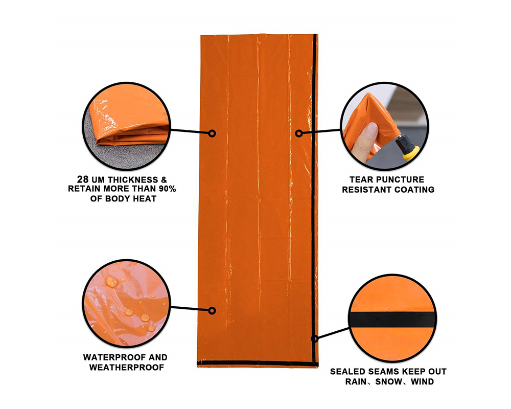 Emergency Sleeping Bag – Single Survival Thermal Bivy Sack for Camping & Outdoor Activities