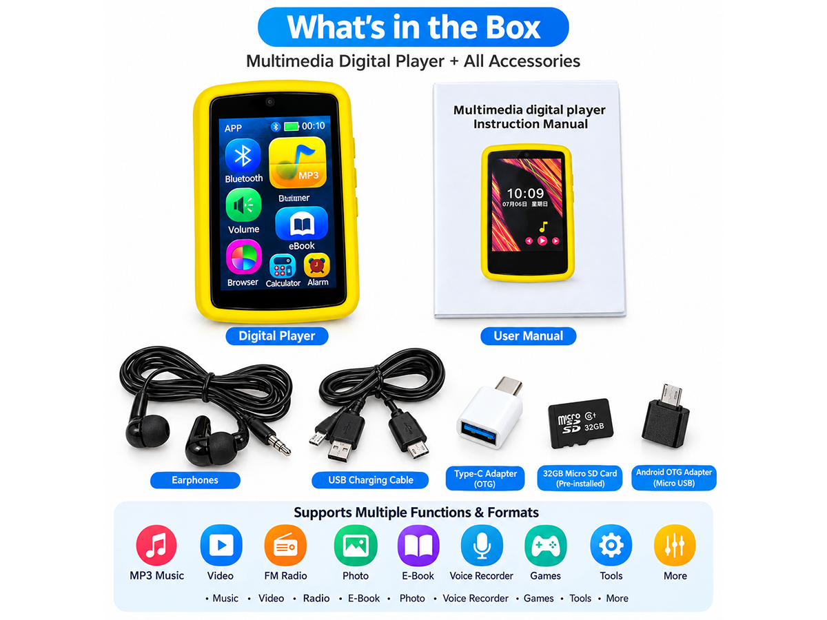 32Gb Bluetooth Mp3 / Mp4 Music Player With Radio & E Book Playback 32Gb iPods & MP3 Players