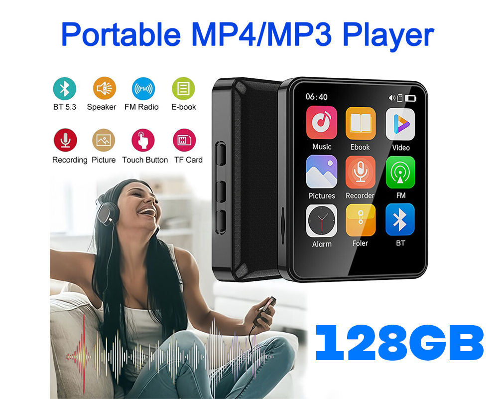 128Gb Bluetooth Mp3 / Mp4 Music Player With Radio & E Book Playback 128Gb iPods & MP3 Players