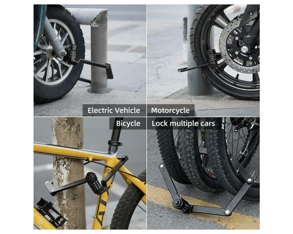 Folding Bike Lock 4 Digit Foldable Design