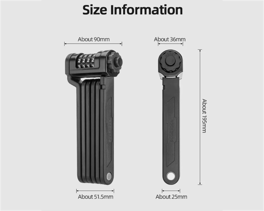 Folding Bike Lock 4 Digit Foldable Design