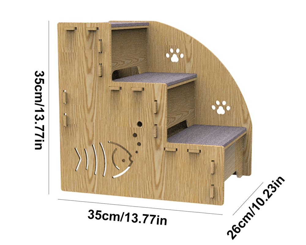 Dog Ramp Stairs Wooden Pet Ramp & Stairs for Cats & Dogs, Stable Climbing Ladder for High Bed