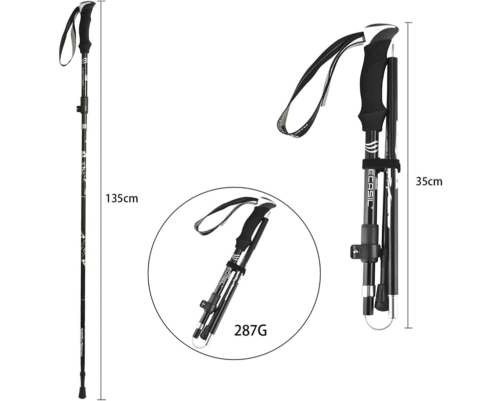 Hiking Trekking Poles Walking Poles – Collapsible Telescopic 2 Pcs with Accessories