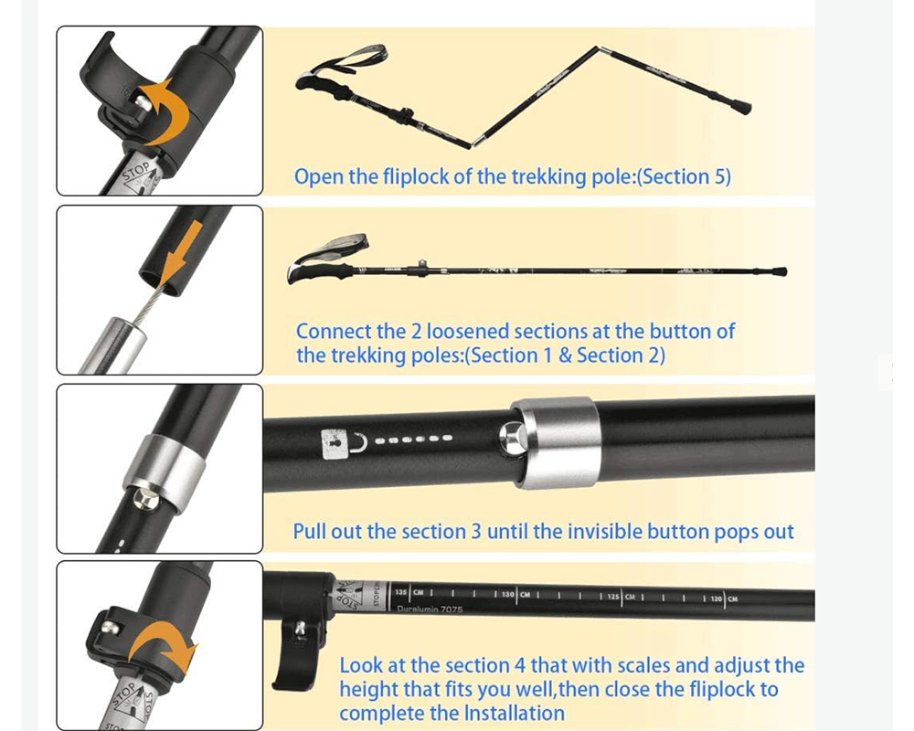 Hiking Trekking Poles Walking Poles – Collapsible Telescopic 2 Pcs with Accessories