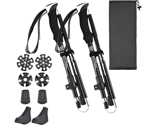Hiking Trekking Poles Walking Poles - Collapsible Telescopic 2 Pcs with Accessories