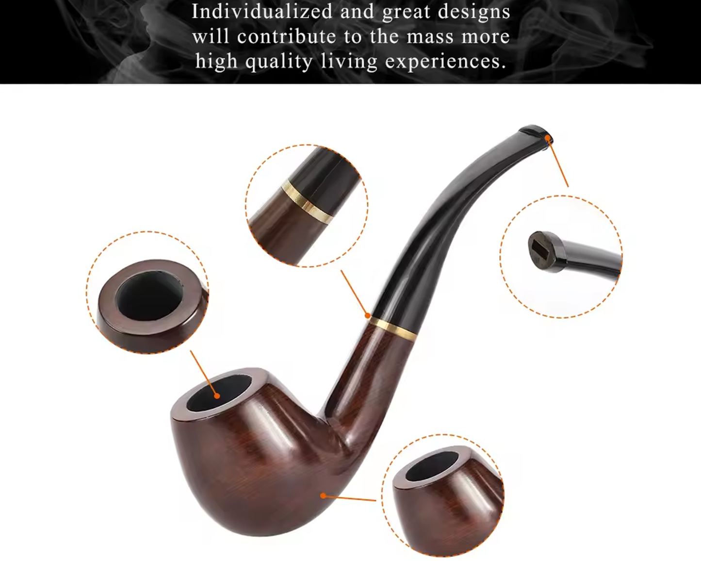 Handmade Wooden Tobacco Pipe Tobacco Pipe Ebony Smoking Pipe