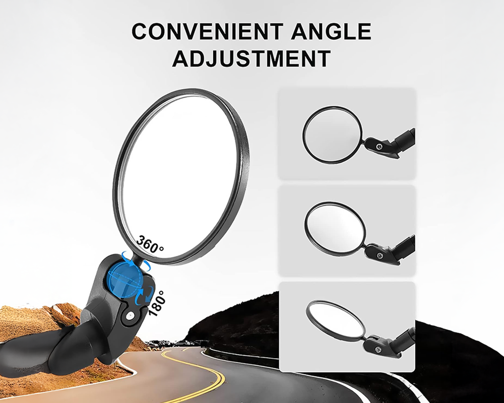 Bicycle Rear View Mirror Adjustable Handlebar Mounted Convex Mirror