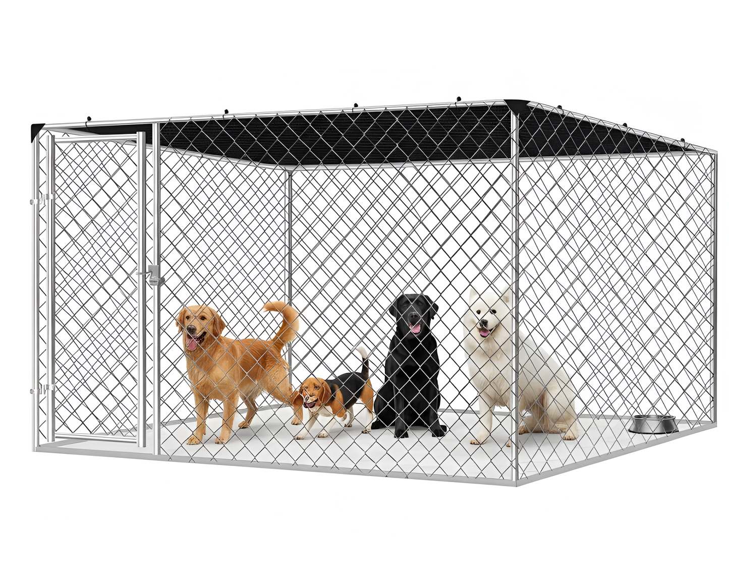 Outdoor Dog Run with Shade Sail 2.3 × 2.3 × 1.2 m