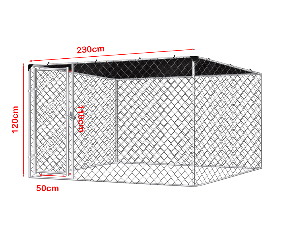 Outdoor Dog Run with Shade Sail 2.3 × 2.3 × 1.2 m