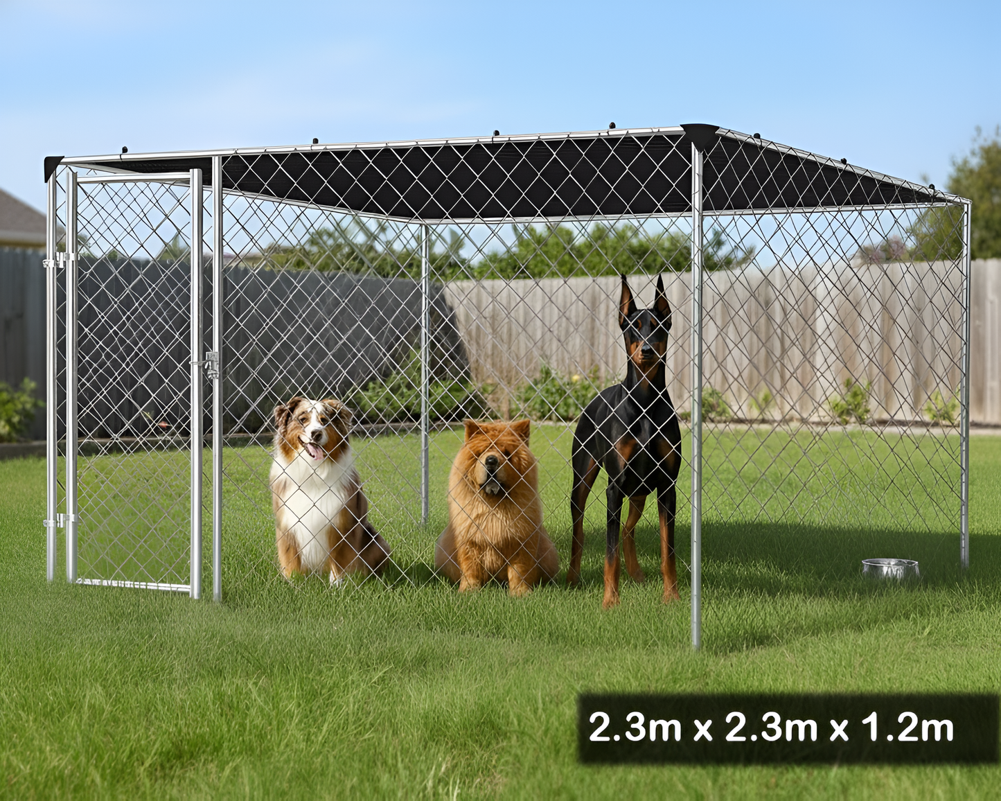 Outdoor Dog Run with Shade Sail 2.3 × 2.3 × 1.2 m