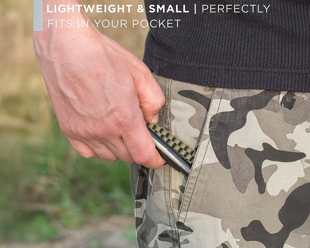 Fire Starter 1cm Thick 10cm Length, Bushcraft Drilled Ferro Rod with Multi-Tool