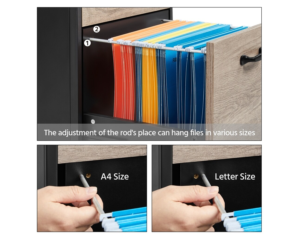 Mobile Filing Cabinet 2 Drawer Rolling Office Storage Cabinet with Lock