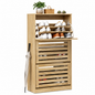 Shoe Cabinet 3 Tier Wooden Storage Organiser with Adjustable Shelves