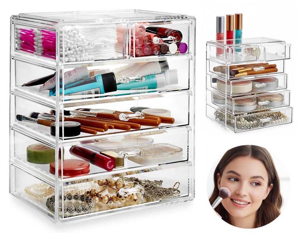 Make Up Storage Makeup Organizer – Acrylic Cosmetic & Jewelry Drawer Box