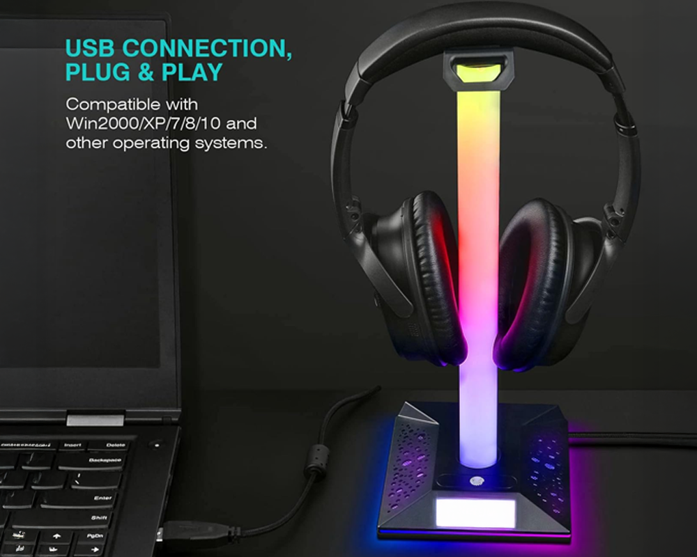 RGB Gaming Headphone Stand – Stylish Headset Holder for Gaming Desk Setup