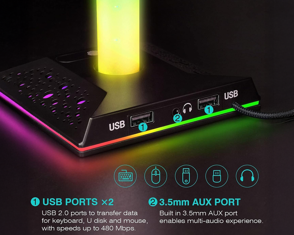 RGB Gaming Headphone Stand – Stylish Headset Holder for Gaming Desk Setup