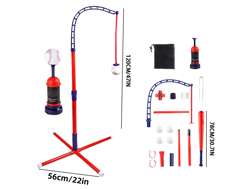 Baseball Set for Kids Retractable Pitching Machine Training Toy