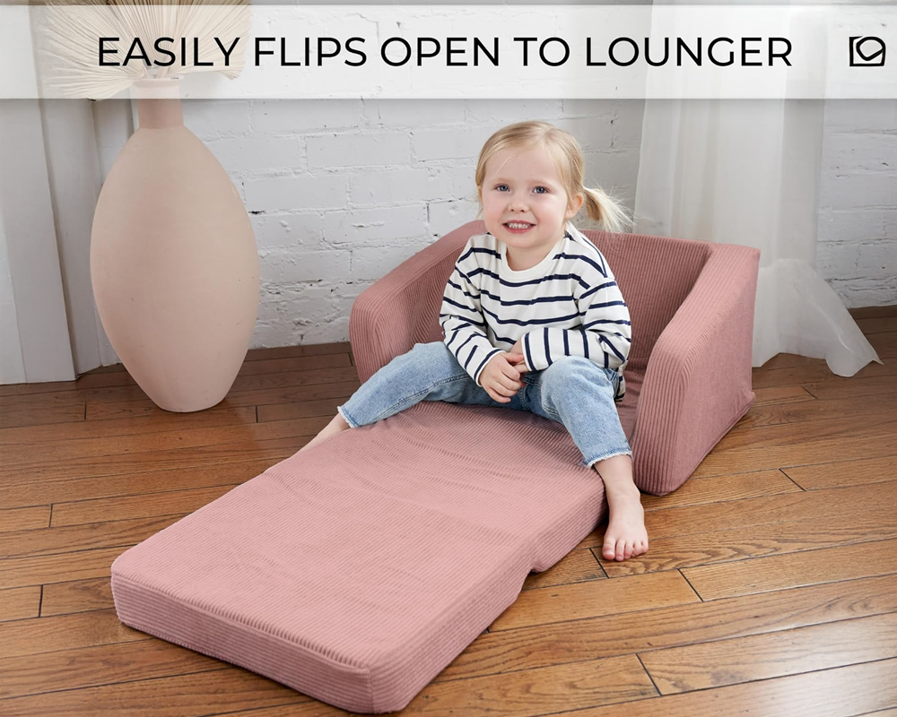 Convertible 2 in 1 Chair Pink Fold Out Lounge Sofa Bed