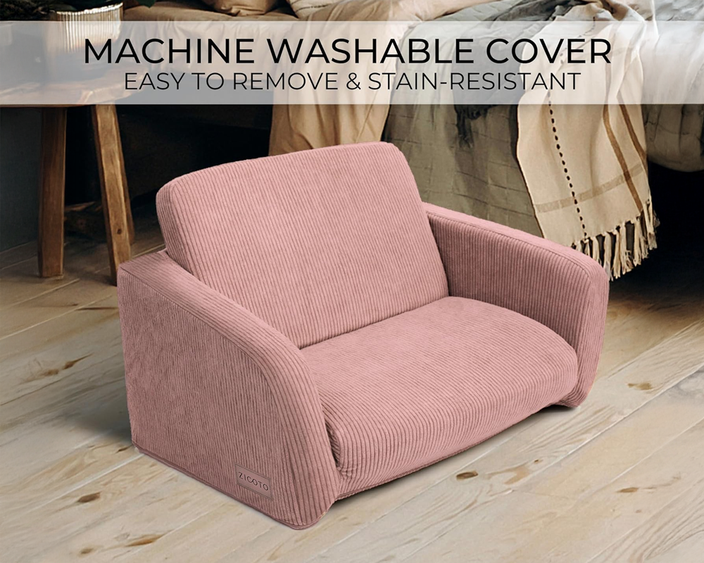 Convertible 2 in 1 Chair Pink Fold Out Lounge Sofa Bed