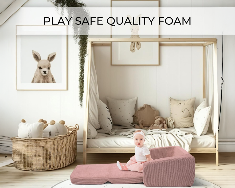Convertible 2 in 1 Chair Pink Fold Out Lounge Sofa Bed