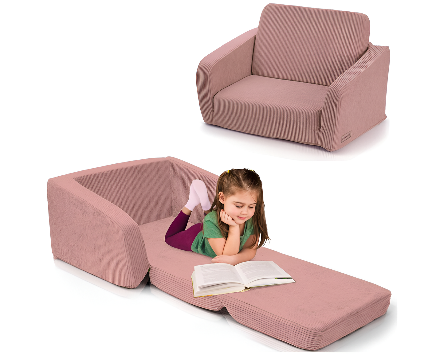 Convertible 2 in 1 Chair Pink Fold Out Lounge Sofa Bed