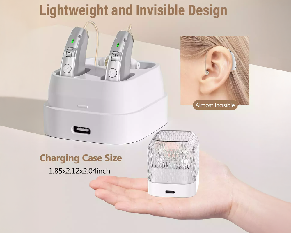 Rechargeable Hearing Aids with Charging Case