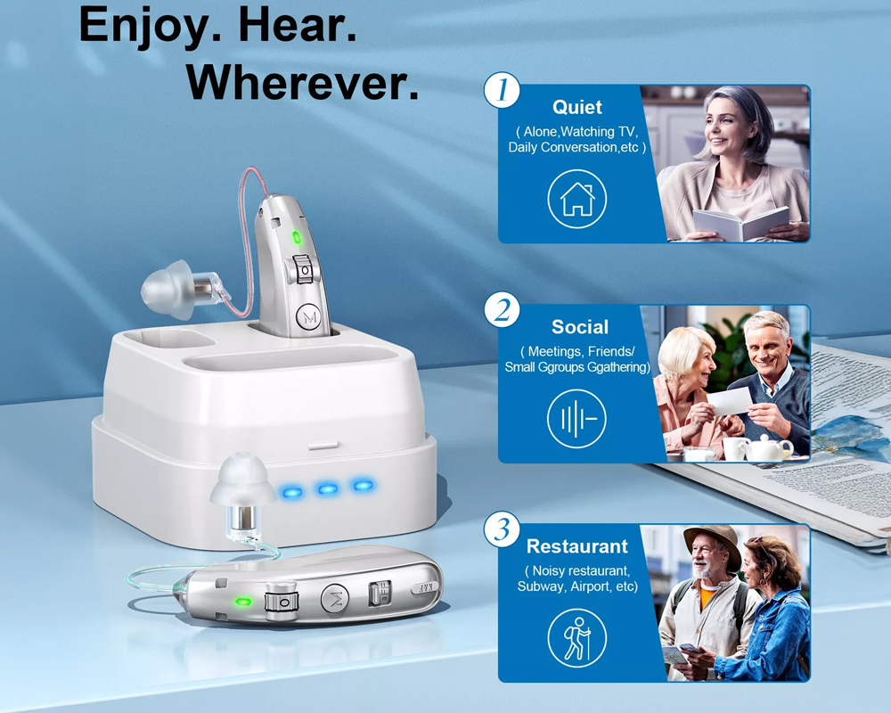 Rechargeable Hearing Aids with Charging Case