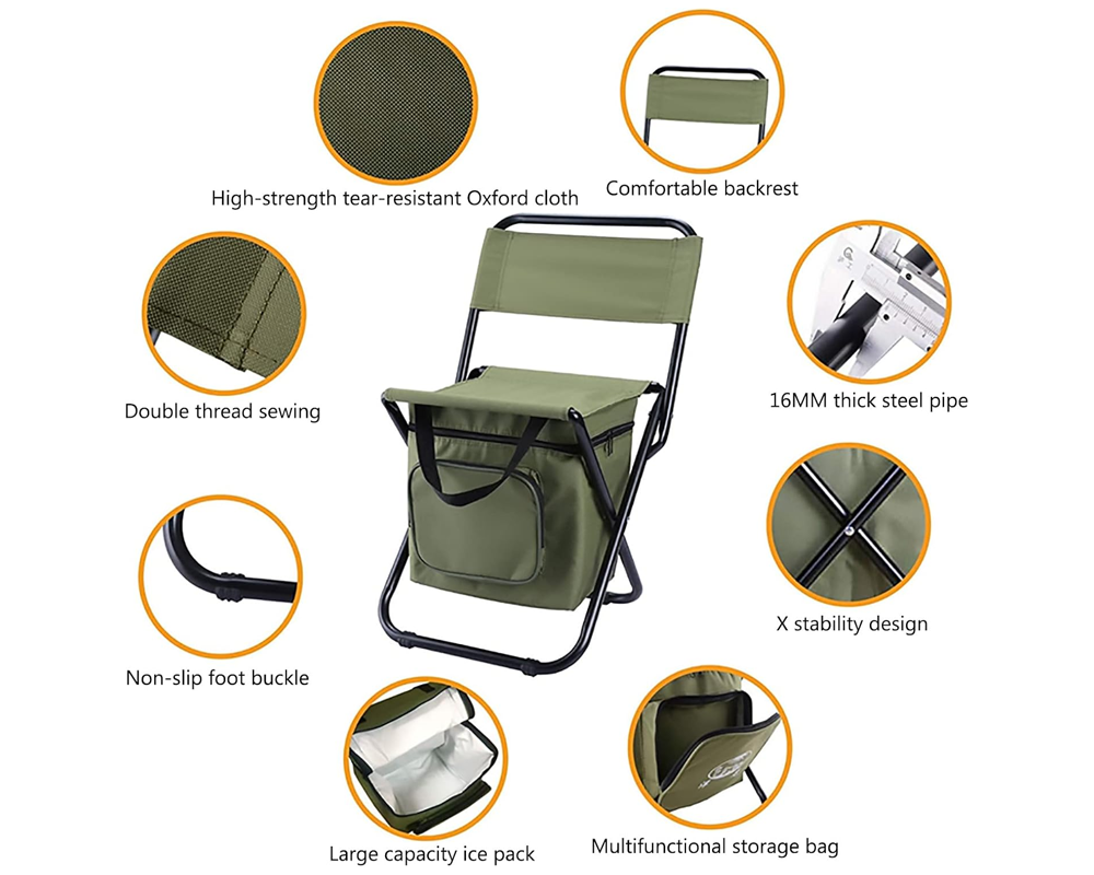 Foldable Camping Fishing Chair – Portable Backpacking Chair with Carry Bag
