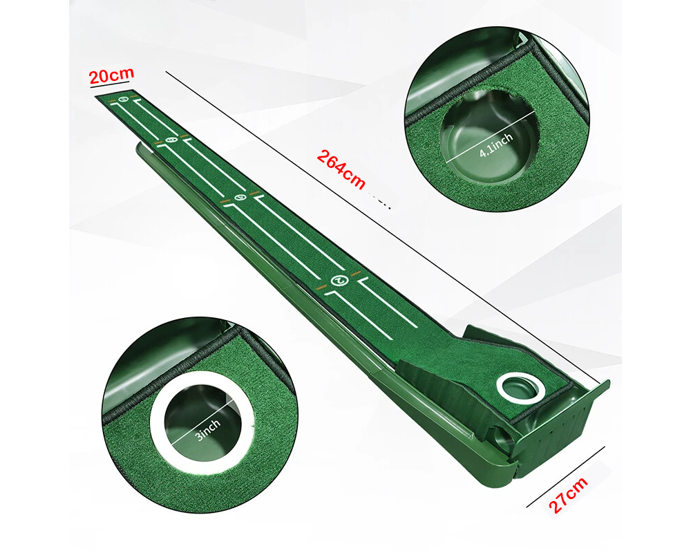 Golf Practice Mat – Indoor & Outdoor Putting Green with Ball Return and Alignment Guide