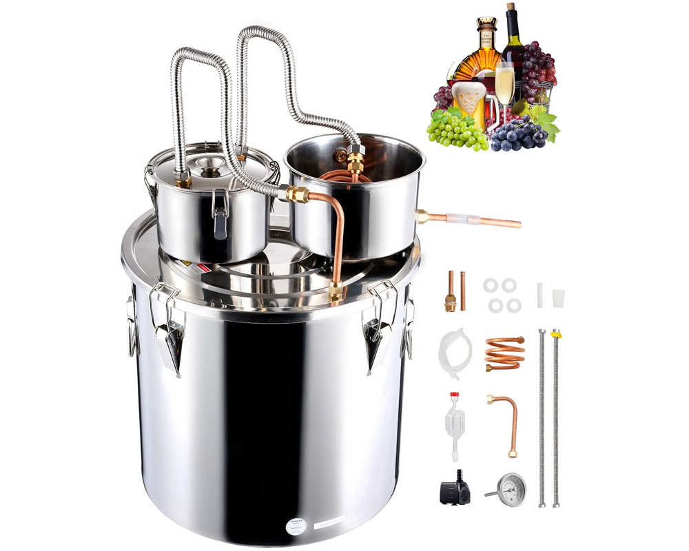 Alcohol Distiller 50L – Dual Condenser Alcohol & Water Distiller Kit