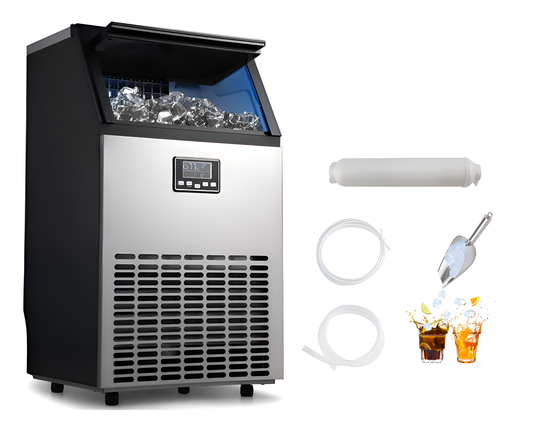 Commercial Bullet Ice Maker 60KG Ice Machine 45 Cube Tray LED Display