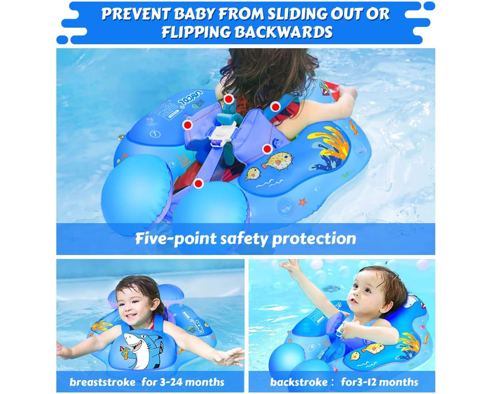 Swimming Ring With Sunshade Safe Pool Float for Little Ones