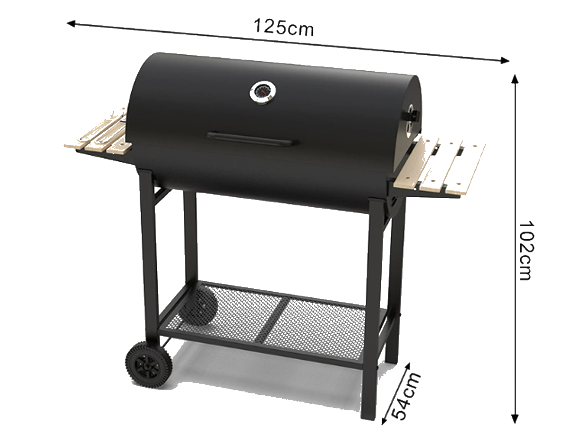 Charcoal Smoker BBQ Grill Outdoor Barbecue Trolley with Lid