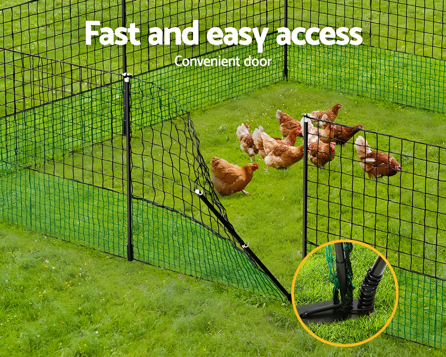 Poultry Chicken Fence Net Set– 1.25m x 24m Poultry Chicken Netting Fence Fencing