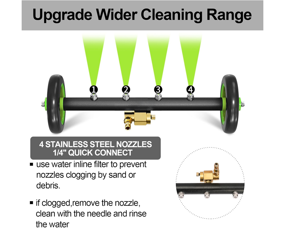 Power Washer Surface Cleaner 4 Nozzle 4000 PSI Undercarriage Tool