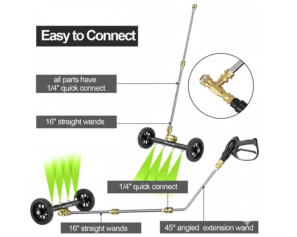 Power Washer Surface Cleaner 4 Nozzle 4000 PSI Undercarriage Tool