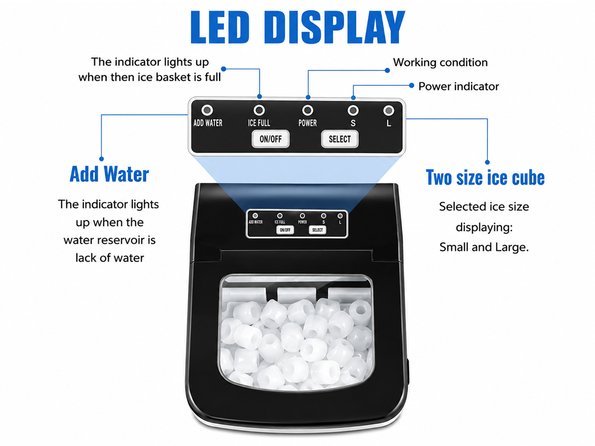 Bullet Ice Cube Maker Countertop Portable Ice Machine 12kg