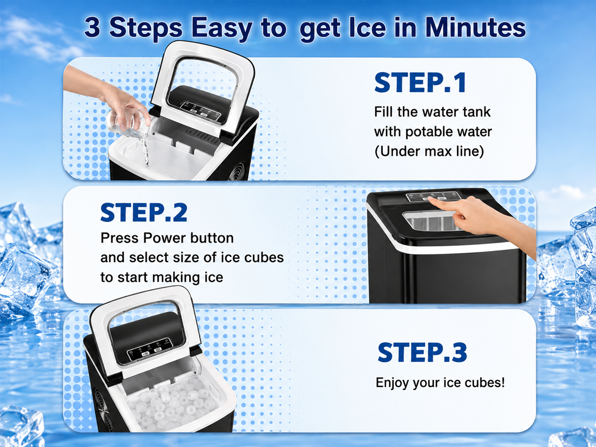 Bullet Ice Cube Maker Countertop Portable Ice Machine 12kg